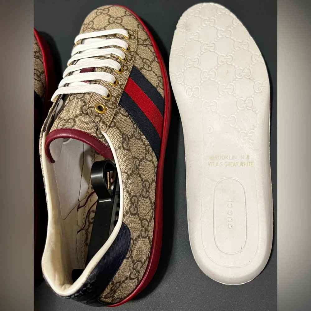 GUCCI ACE GG SUPREME RED SNEAKER | SIZE 8G 9US | 429445 - Picture 12 of 13
